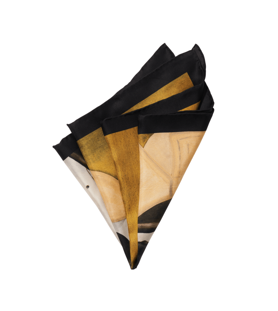 (product) 'Evening at the Palms' Silk Pocket Square, folded - custom suits nyc bespoke tailor midtown, noho