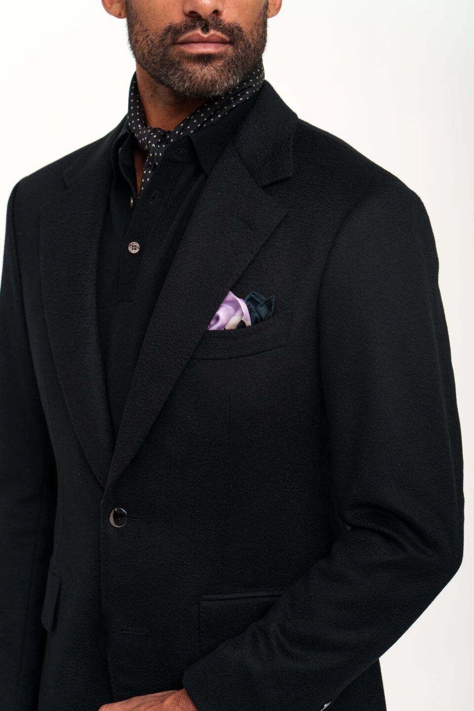 Black Cashmere with Mikado Zibeline Finish Sport Coat - custom suits nyc bespoke tailor midtown, noho