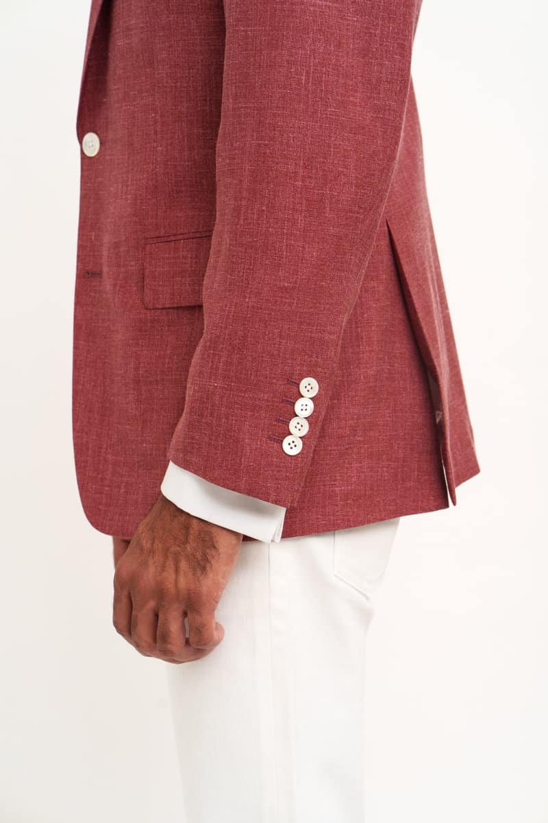 MAB-Red-Linen-Sport-Coat-Side-View - custom suits nyc bespoke tailor midtown, noho