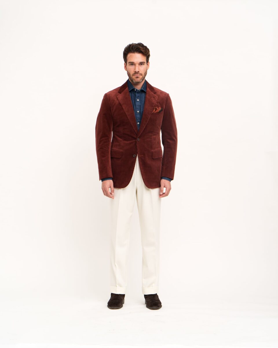 Rust Brown Cotton/Wool Stretch Corduroy Sport Coat - custom suits nyc bespoke tailor midtown, noho