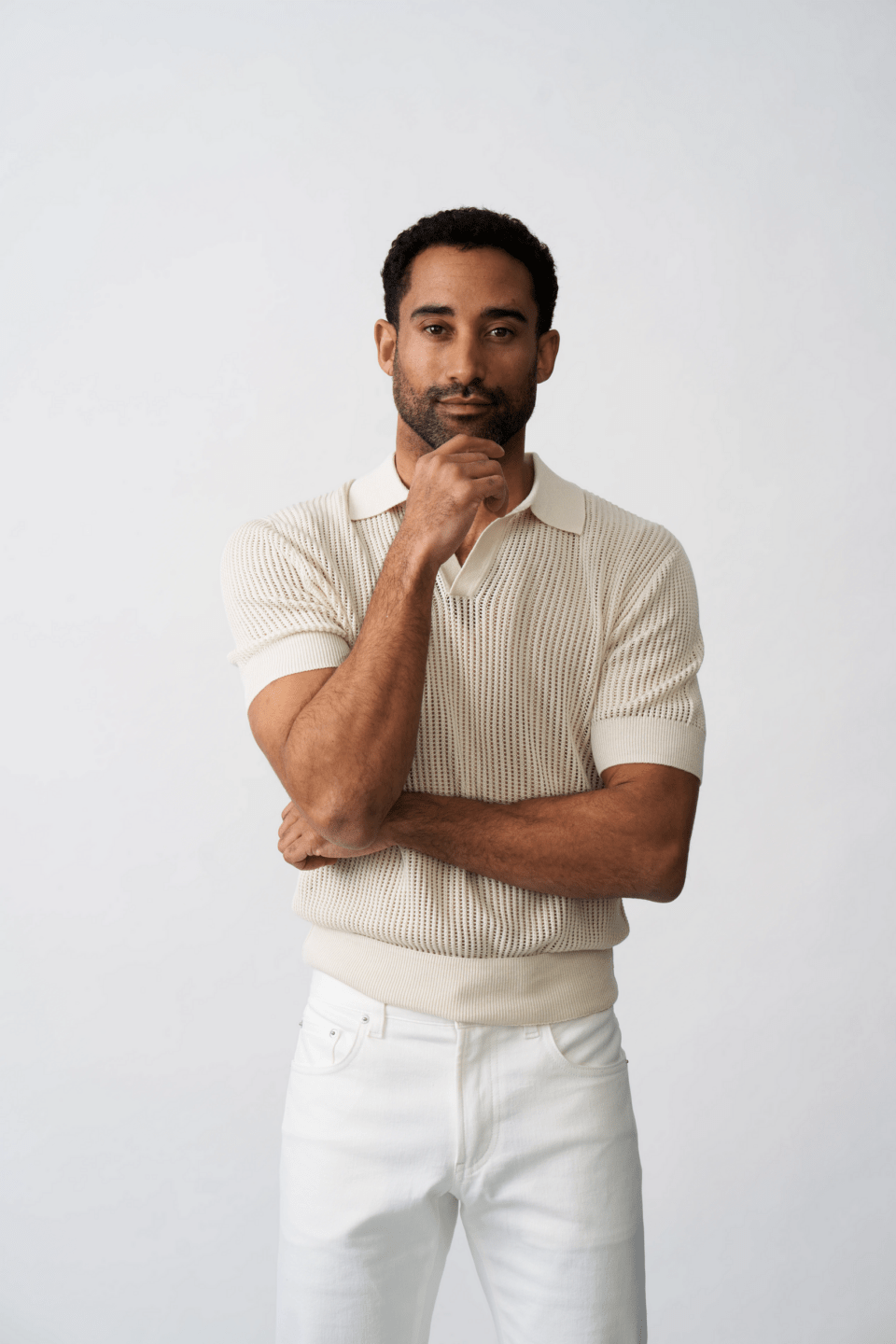 Michael-Andrews-Open-Mesh-Knit-Polo-in-Silk-Cashmere - custom suits nyc bespoke tailor midtown, noho