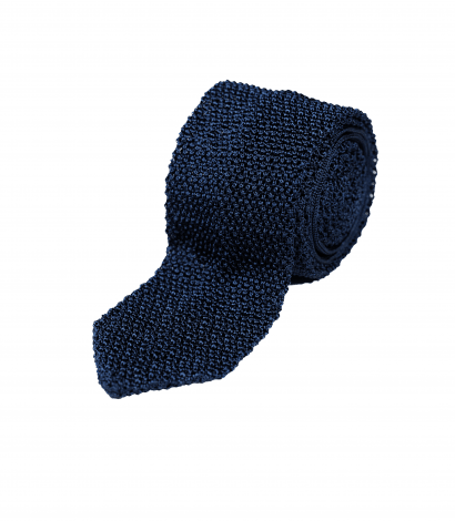 Michael Andrews Royal Blue Silk Knit Tie with Pointed End - custom suits nyc bespoke tailor midtown, noho