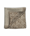 Grey, Brown and White Floral and Dot Double Sided Pocket Square