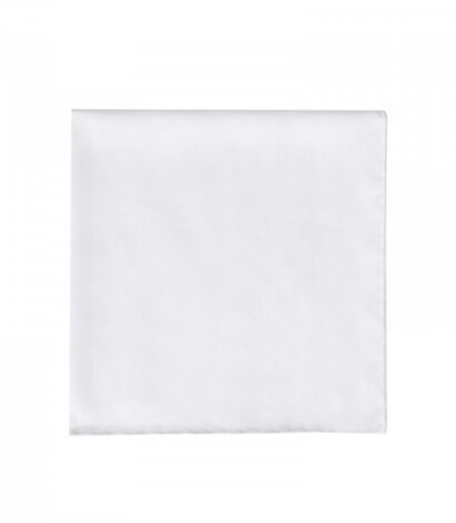 (product) White Poplin Pocket Square, displayed flat - custom suits nyc bespoke tailor midtown, noho