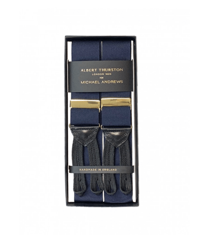 Albert Thurston Midnight Solid Suspenders with Gold Hardware - custom suits nyc bespoke tailor midtown, noho