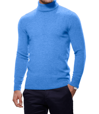 Michael Andrews Bespoke Sky Cashmere Turtle Neck Sweater - custom suits nyc bespoke tailor midtown, noho