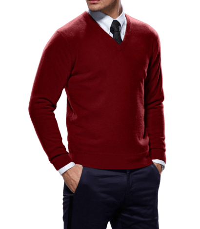 (product) Red Cashmere Crew Neck Sweater - custom suits nyc bespoke tailor midtown, noho