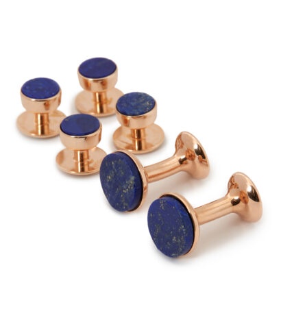 (product) Lapis Lazuli Stud and Cufflink Set (Rose Gold) - custom suits nyc bespoke tailor midtown, noho