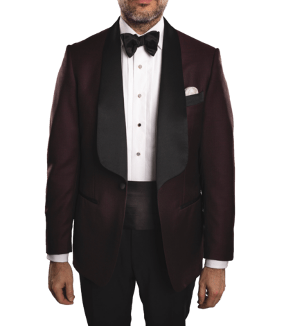 (product) MTM Maroon Sharkskin Dinner Jacket - custom suits nyc bespoke tailor midtown, noho