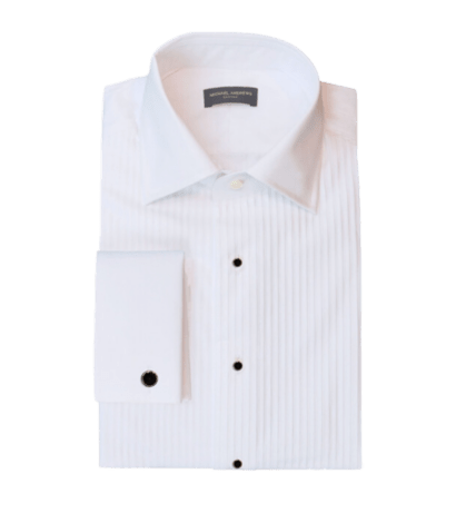 (product) White Plisse Bib Front Tux Shirt - custom suits nyc bespoke tailor midtown, noho