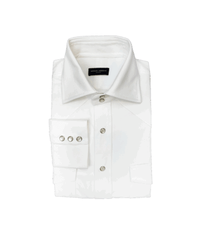 Custom White Heavyweight Denim Western Shirt - custom suits nyc bespoke tailor midtown, noho