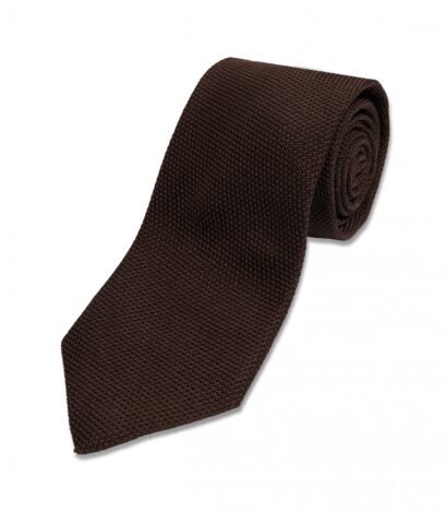 (product) Chocolate Brown Grenadine (Garza Fina), Rolled view - custom suits nyc bespoke tailor midtown, noho