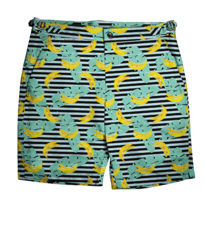 (product) Banana Pop Art Swim Shorts, full view - custom suits nyc bespoke tailor midtown, noho