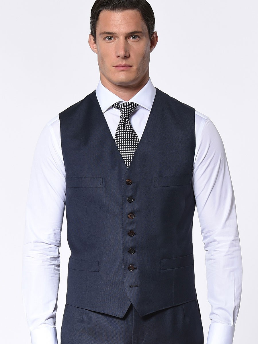 (product) Marine Birdseye Classic 7-Button Vest - custom suits nyc bespoke tailor midtown, noho