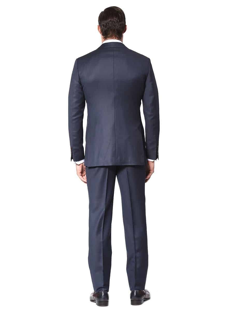 (product) Marine Birdseye Bespoke Suit, back view - custom suits nyc bespoke tailor midtown, noho