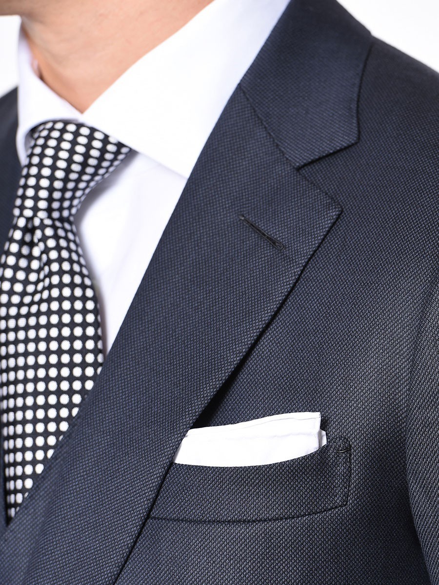(product) Marine Birdseye Bespoke Suit, lapel detail - custom suits nyc bespoke tailor midtown, noho