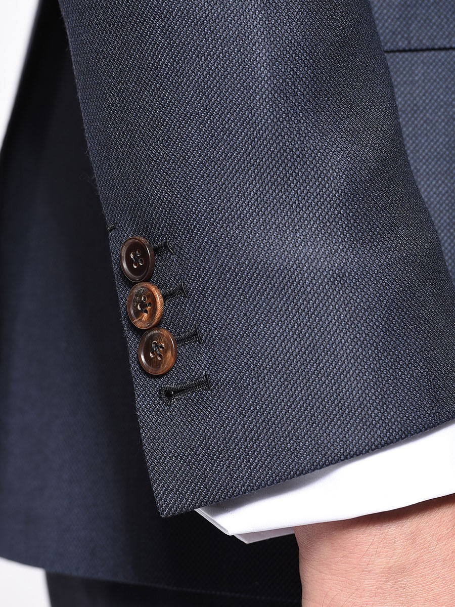 (product) Marine Birdseye Bespoke Suit, cuff detail - custom suits nyc bespoke tailor midtown, noho