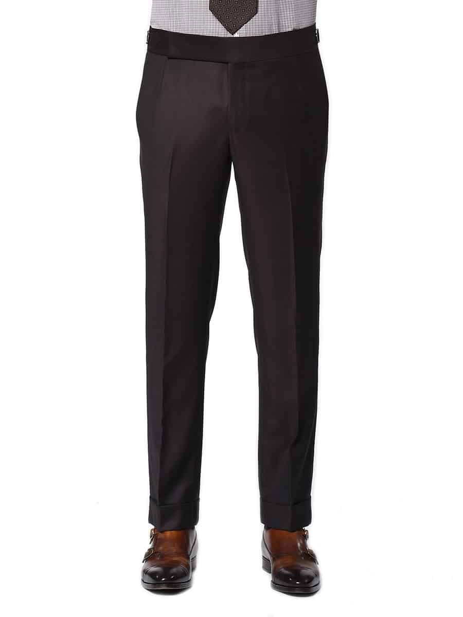 (product) Chocolate 6x2 DB Bespoke Suit, pants detail - custom suits nyc bespoke tailor midtown, noho