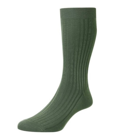 (product) Pantherella Danvers Mid-Calf Cotton Socks - Sage Green - custom suits nyc bespoke tailor midtown, noho