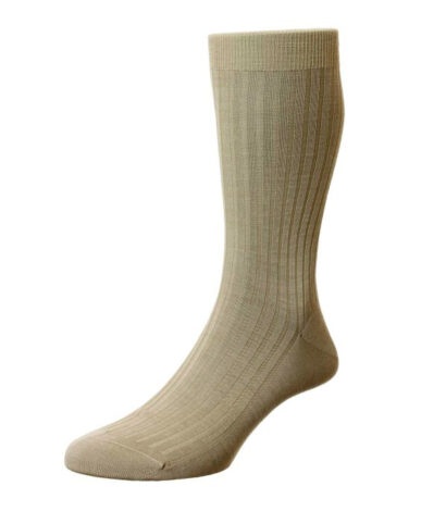 (product) Pantherella Danvers Mid-Calf Cotton Socks - Light Khaki - custom suits nyc bespoke tailor midtown, noho