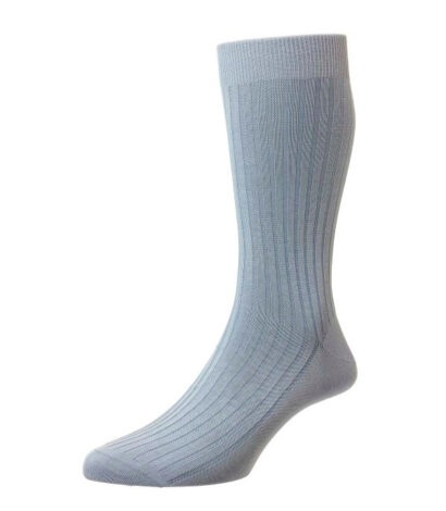 (product) Pantherella Danvers Mid-Calf Cotton Socks - Sky Blue - custom suits nyc bespoke tailor midtown, noho