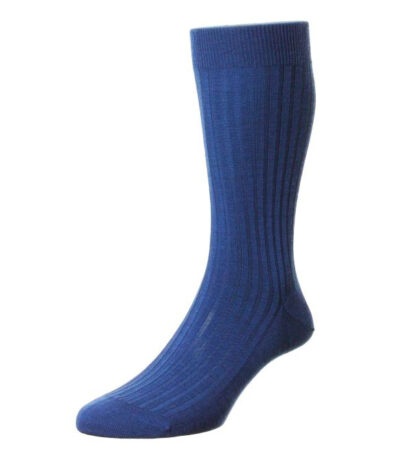 (product) Pantherella Laburnum Mid-Calf Wool Socks - Dark Blue - custom suits nyc bespoke tailor midtown, noho