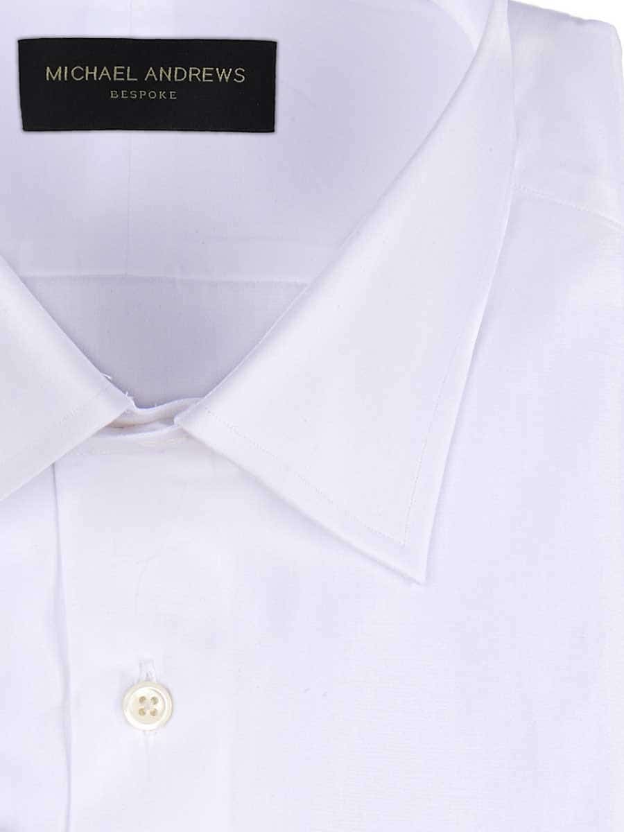 (product) White Poplin Classic Collar Shirt, close-up showing fabric texture - custom suits nyc bespoke tailor midtown, noho