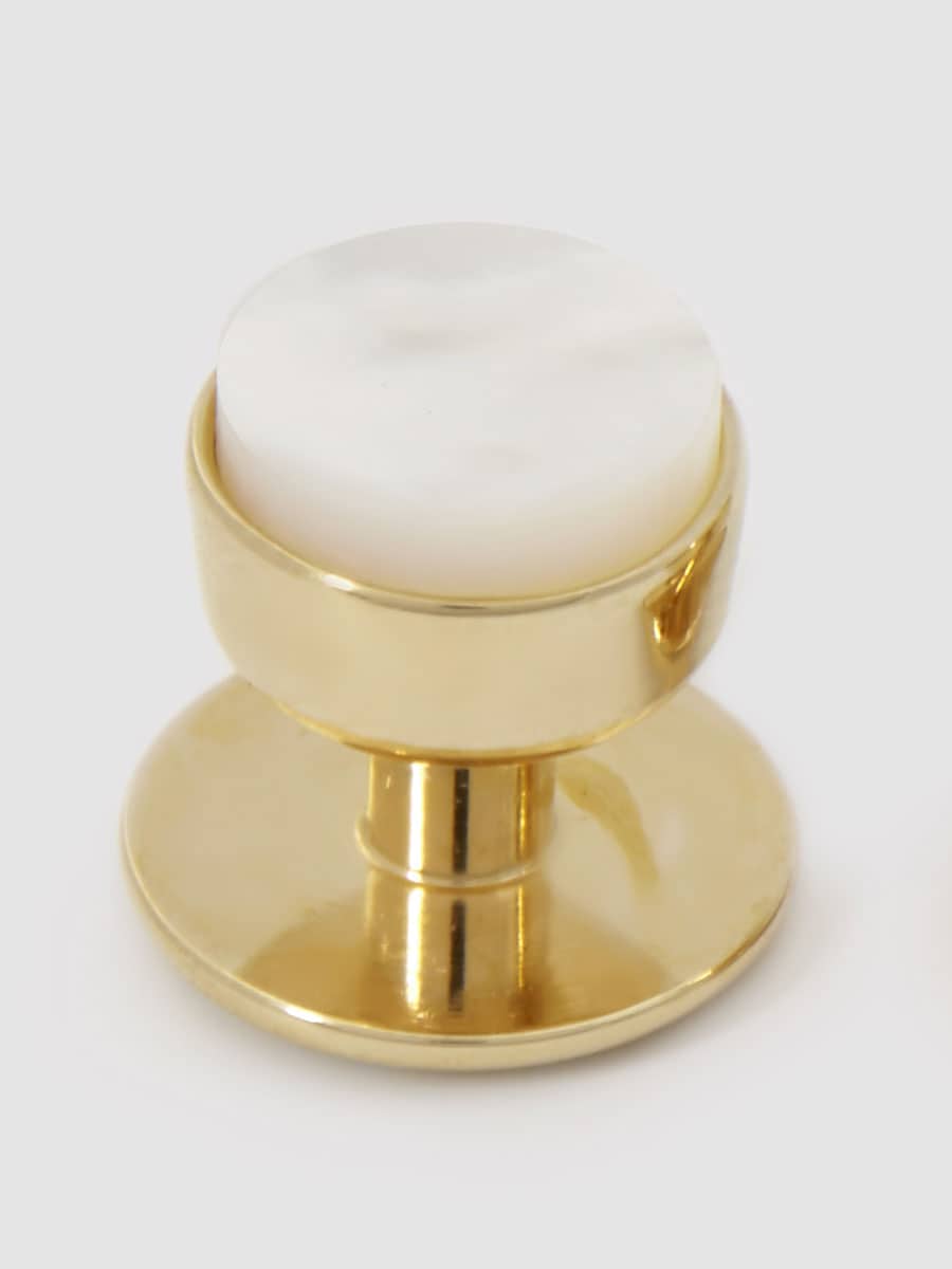(product) Mother of Pearl Tuxedo Studs (Yellow Gold) - custom suits nyc bespoke tailor midtown, noho