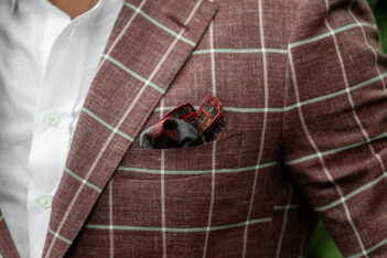 Model in Oxblood Rope Window Sport Coat from Michael Andrews Bespoke - custom suits nyc bespoke tailor midtown, noho