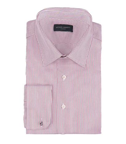 (product) Burgundy Thin Stripe Classic-Collar Shirt - custom suits nyc bespoke tailor midtown, noho