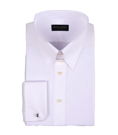 (product) White Poplin, Tab-Collar Shirt - custom suits nyc bespoke tailor midtown, noho