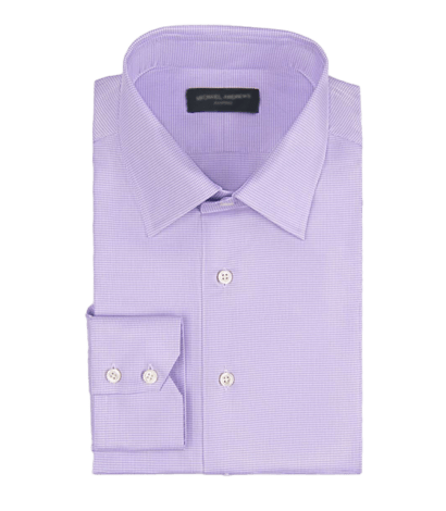 (product) Lavender Micro-Houndstooth, Traditional-Collar Shirt - custom suits nyc bespoke tailor midtown, noho