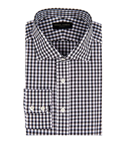 (product) Black Gingham, Spread-Collar Shirt - custom suits nyc bespoke tailor midtown, noho