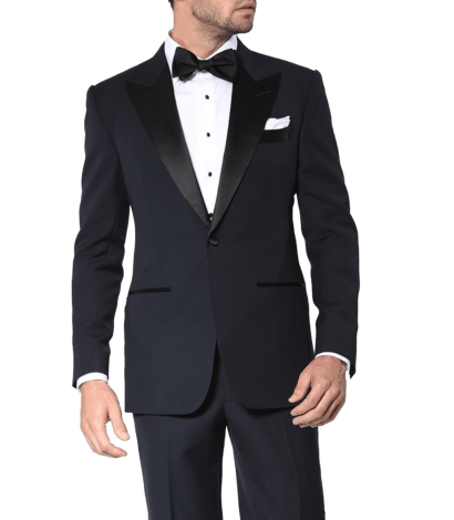 (product) Midnight Barathea Classic Satin Bespoke Tuxedo - custom suits nyc bespoke tailor midtown, noho
