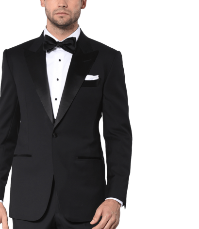 (product) Black Classic Satin Bespoke Tuxedo - custom suits nyc bespoke tailor midtown, noho