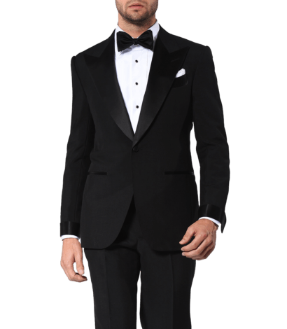 (product) Black Tonic Mohair Signature Satin Bespoke Tuxedo - custom suits nyc bespoke tailor midtown, noho