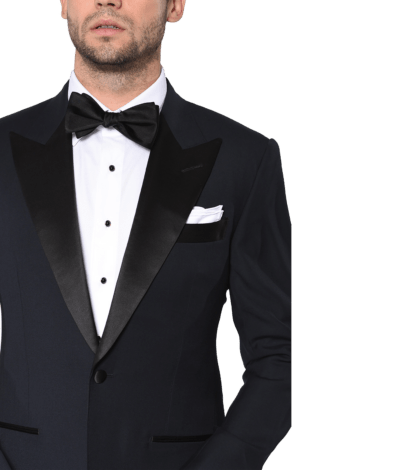 (product) Midnight Classic Satin Bespoke Tuxedo - custom suits nyc bespoke tailor midtown, noho