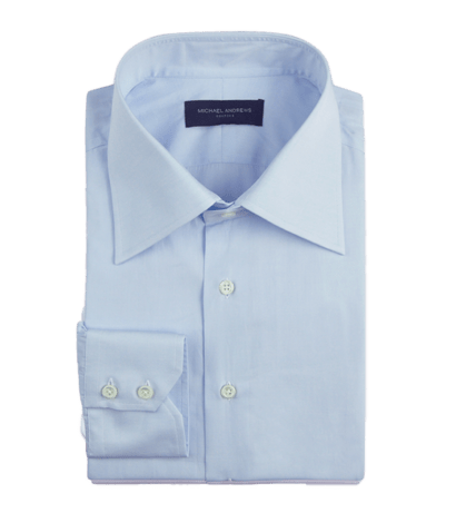 (product) Light Blue Poplin, Italian-Collar Shirt - custom suits nyc bespoke tailor midtown, noho