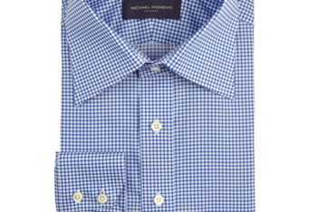 (product) Blue Printed Dot Motif Italian Collar Shirt - custom suits nyc bespoke tailor midtown, noho