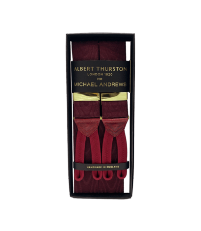 Albert Thurston Wine Moire Suspenders - custom suits nyc bespoke tailor midtown, noho