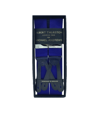 Cornflower Blue Solid Suspenders w Silver Hardware - custom suits nyc bespoke tailor midtown, noho