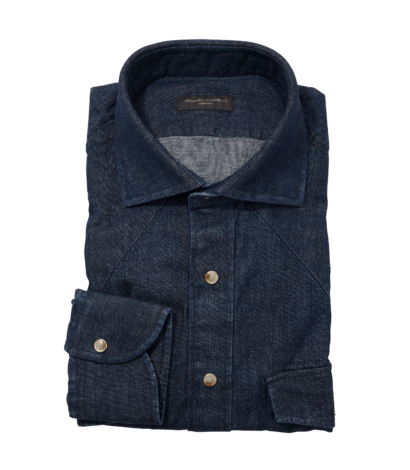 MAB Dark Denim Western Shirt - custom suits nyc bespoke tailor midtown, noho