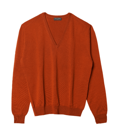 (product) Auburn Merino Wool Low V-Neck - custom suits nyc bespoke tailor midtown, noho