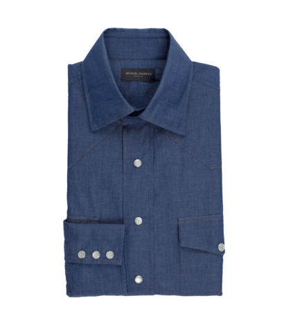 Michael-Andrews-Blue-Denim-Look-Western-Shirt - custom suits nyc bespoke tailor midtown, noho