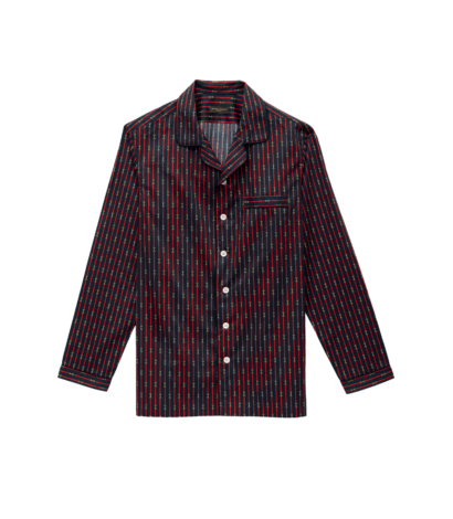 Michael Andrews Custom Navy and Red Horse Bit Pajama Shirt - custom suits nyc bespoke tailor midtown, noho