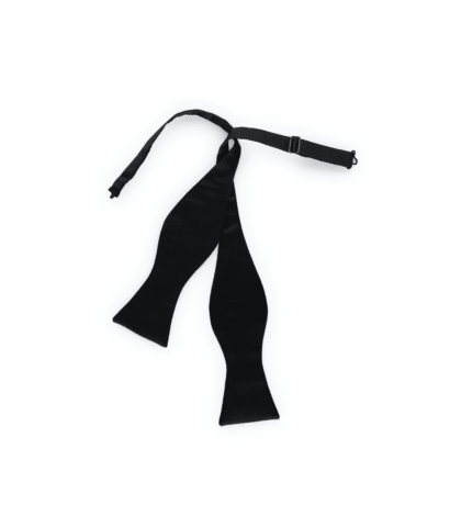 77 - Black Silk Satin Butterfly Pre-Tied Bowtie (2 5/8