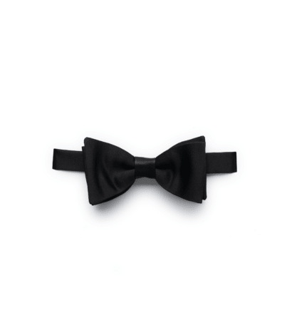 79 - Black Silk Satin Butterfly Pre-Tied Bowtie (2 5/8