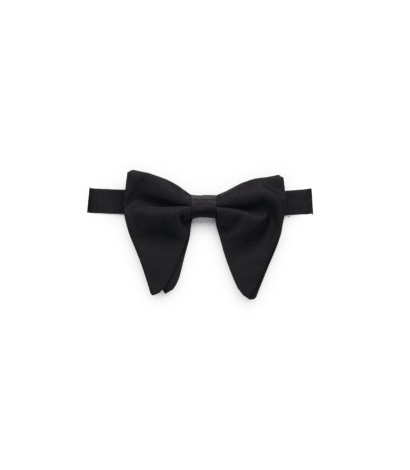 80 - Black Silk Satin Butterfly Pre-Tied Bowtie (2 5/8