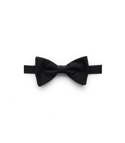 81 - Black Silk Satin Butterfly Pre-Tied Bowtie (2 5/8