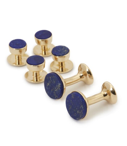 (product) Lapis Lazuli Stud and Cufflink Set (Yellow Gold)